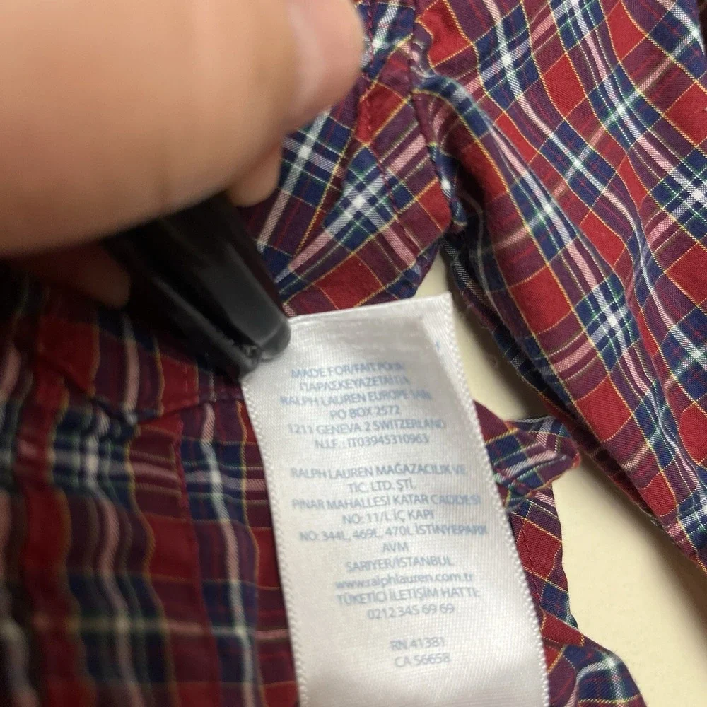 Ralph Lauren Shirt Toddler Size 12 Months Red Plaid Long Sleeve Button Up